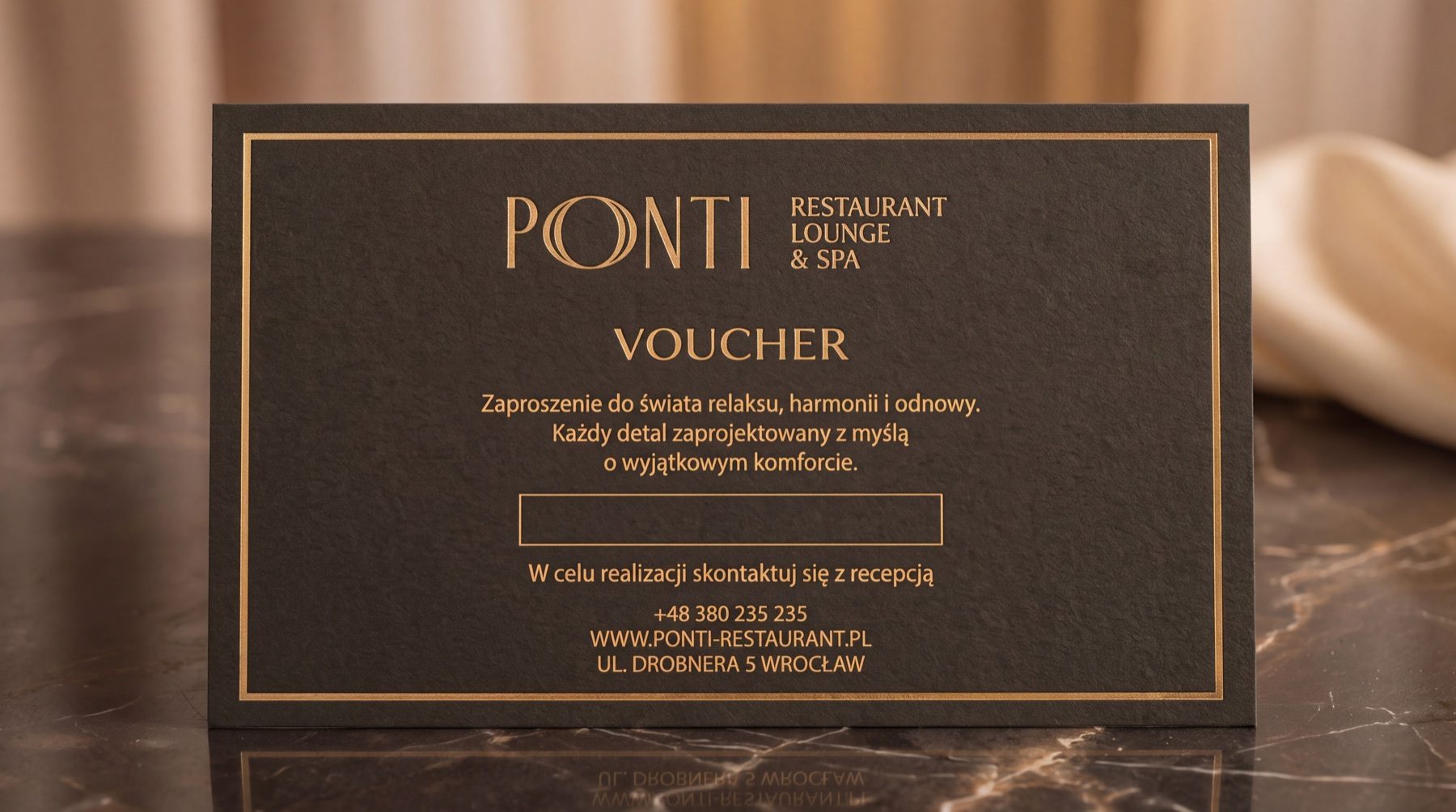 Papierowy voucher PONTI z eleganckim drukiem